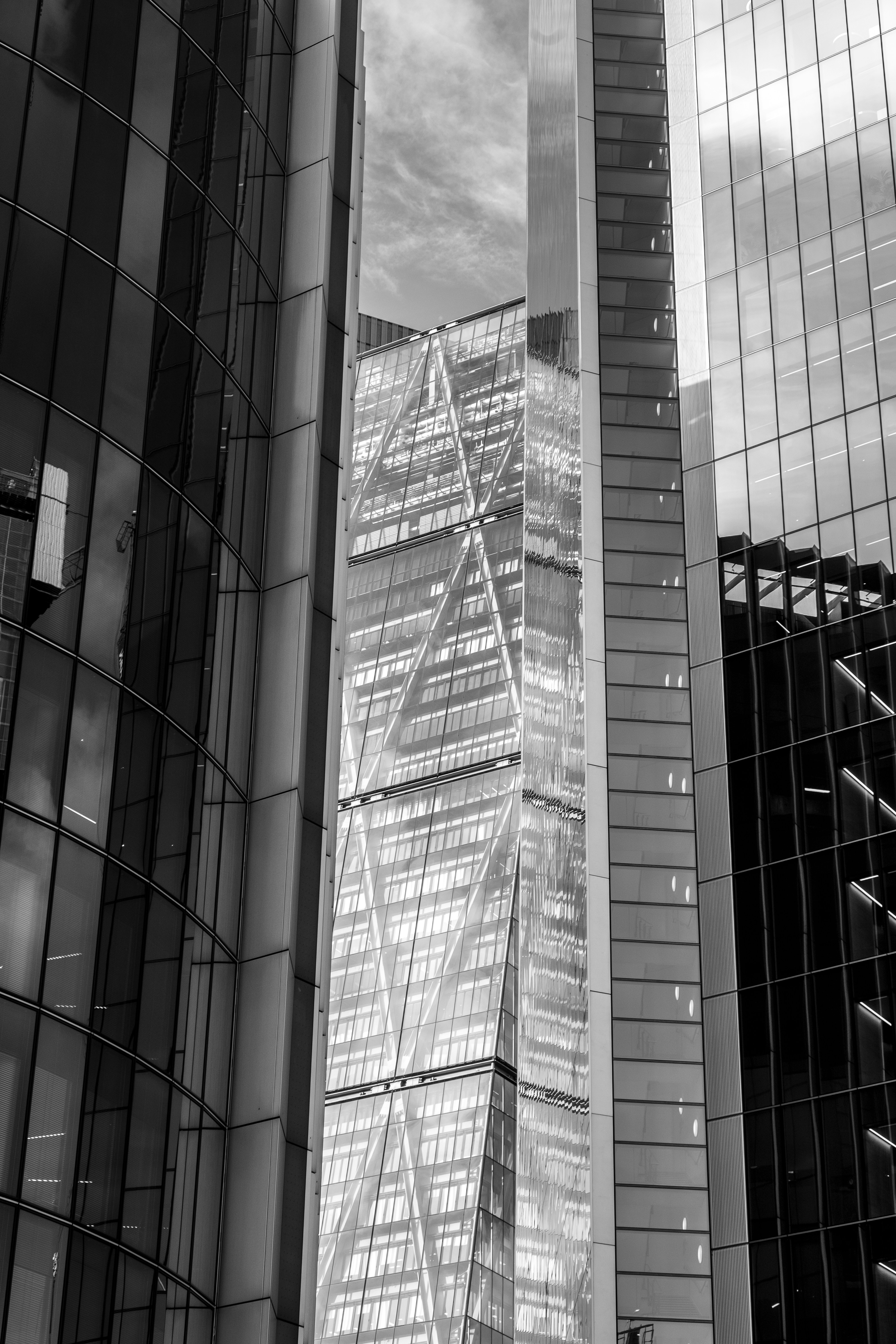 Monochrome view of modern architecture in London
